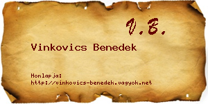 Vinkovics Benedek névjegykártya
